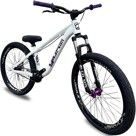 Bicicleta Gios 4FREAKS aro 26 Wheeling Grau Freio MT200 Branco/Roxo