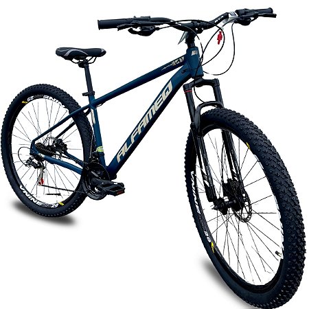 Bicicleta Alfameq PRO aro 29 -> 24v SHIMANO + Freio Hidraulico Azul/Dourado 2026