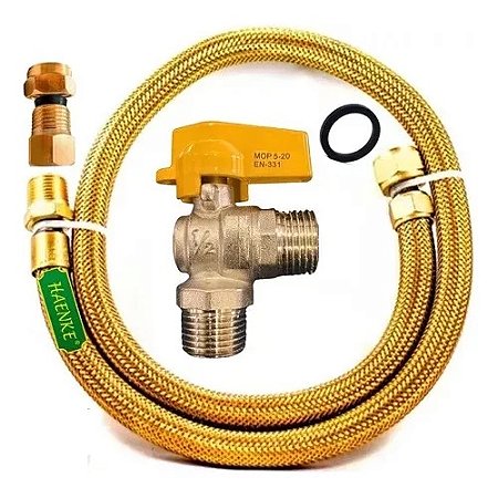 Kit Instalação de aparelhos à gás ex: fogão ,cooktop ,forno-flexivel de ( 60cm a 1,5mts ) Registro e Adaptador