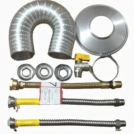 Kit Instalação Aquecedor 3/4"x1/2" flexível 30cm duto 80mm (1m até 3m)