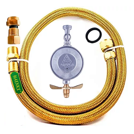 Kit Gás Glp Flexível Cobre 1,20mt Regulador 503/10 + Adaptador