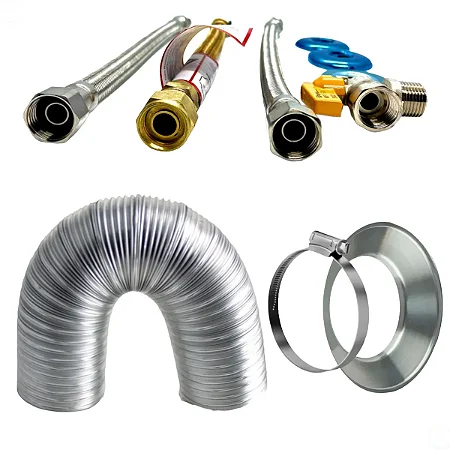 Kit Instalação Aquecedor 1/2 X1/2 ,flex30cm,duto60mmx(1M até 5M)