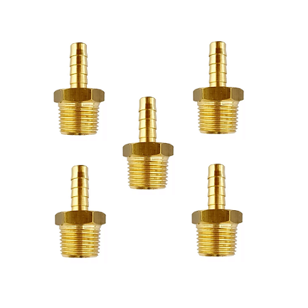 Kit 05 Espigão Adaptador Bico 1/2 Macho X 3/8 Bm Gas Gn Glp
