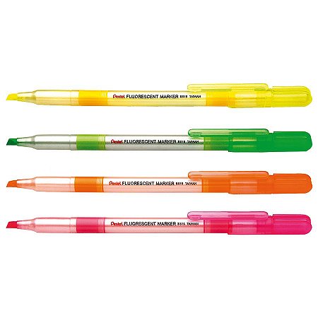 Kit Caneta Marca Texto Pentel Fluorescente 4 Cores