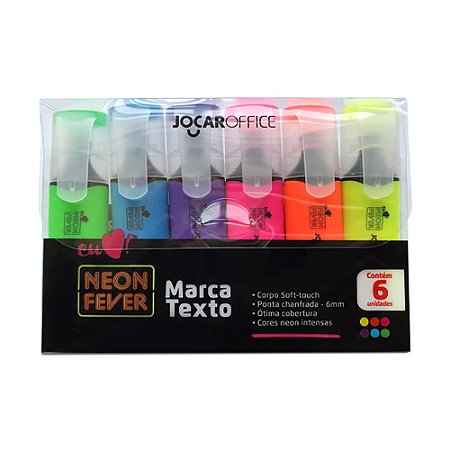 Estojo Caneta Marca Texto Jocar Office Neon Fever 6 Cores