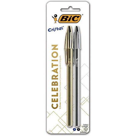 Caneta Esferográfica Bic Cristal Celebration Azul E Preta