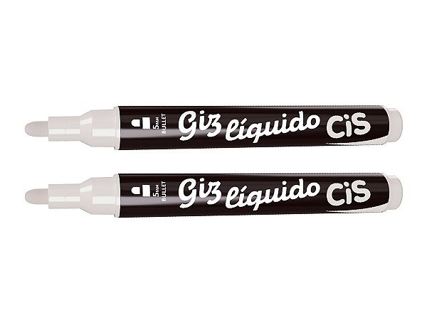 Caneta Marcador Giz Líquido Cis Branco 5mm Com 2 Unidades