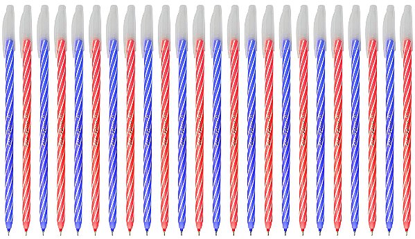 Kit Caneta Esferográfica Cis Spiro Azul E Vermelha Com 24 Unidades