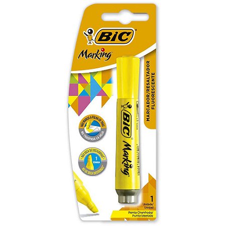 Caneta Marca Texto Bic Marking Amarelo Fluorescente 1.4-5.0mm