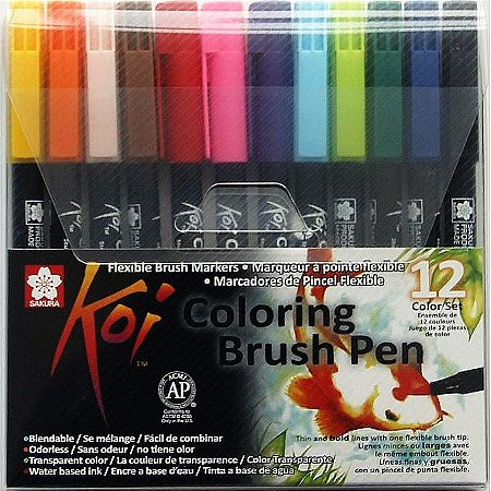 Conjunto Koi Coloring Brush Pen Sakura - 12 Cores