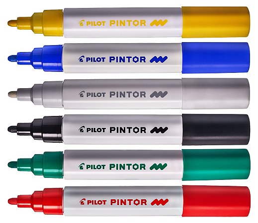 Kit Caneta Marcador Pilot Pintor 1.4 Média Cores Clássicas