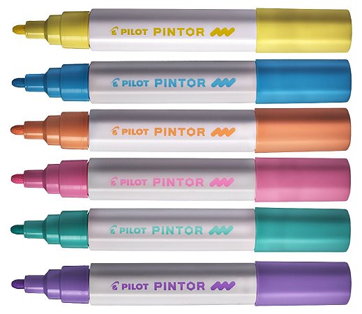 Kit Caneta Marcador Pilot Pintor 1.4 Média Cores Pastel