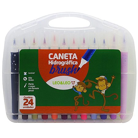 Canetinha Colorida Infantil Leo&Leo Brush 24 Unidades