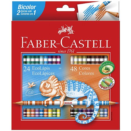 Lápis de Cor Ecolápis Faber-Castell Bicolor 24 Unidades 48 Cores