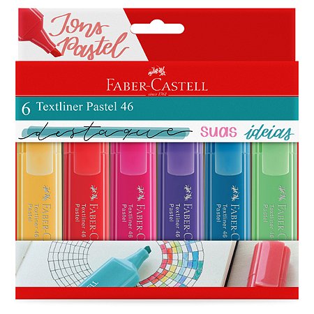 Kit Marca Texto Faber-Castell Textliner 6 Cores Patel