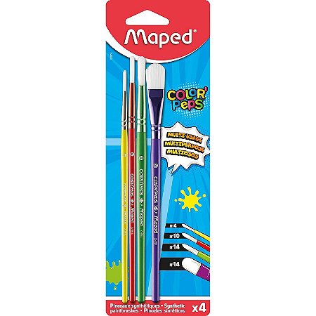 Kit Pincel Maped Color'peps 4 Unid Escolar Infantil Pintura