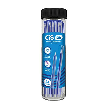 Caneta Esferográfica Cis Tik Azul 0.7mm Pote Com 24 Unidades
