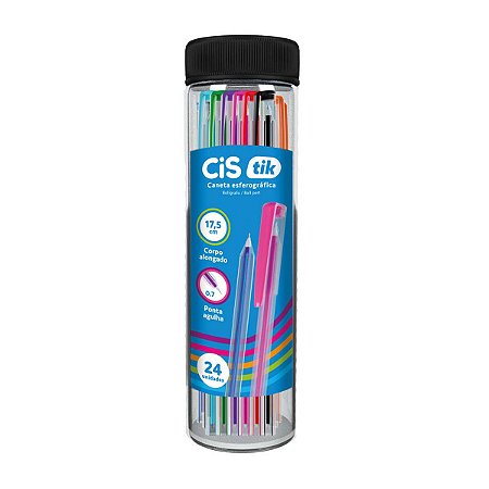 Caneta Esferográfica Cis Tik Sortidas 0.7mm Pote Com 24 Unidades