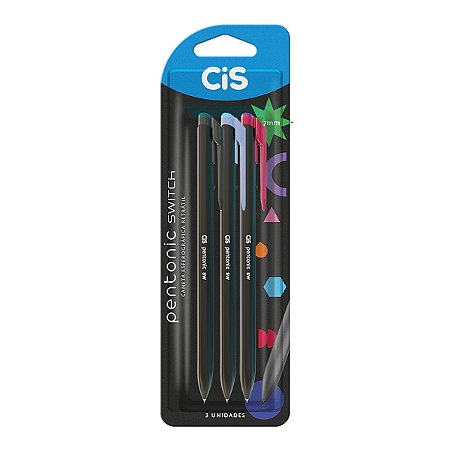 Caneta Esferográfica Retrátil Pentonic Switch 0.7mm 3 Cores