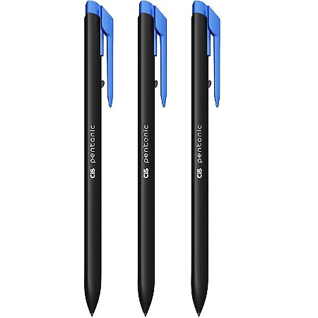 Caneta Esferográfica Retrátil Cis Pentonic Switch Azul 0.7mm Kit 3 Unidades