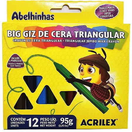 Giz De Cera Jumbo Acrilex Big Giz Triangular 12 Cores