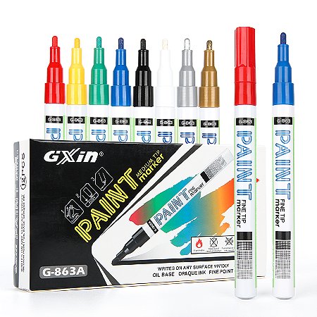 Caneta Marcador Permanente Gxin G-863A Ponta Fina