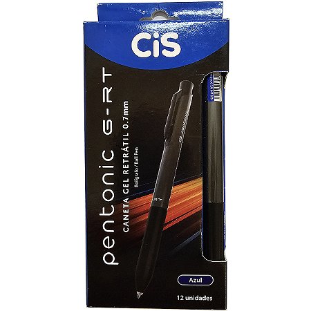 Caneta Gel Retrátil Cis Pentonic G-RT Azul 0.7mm 12 Unidades