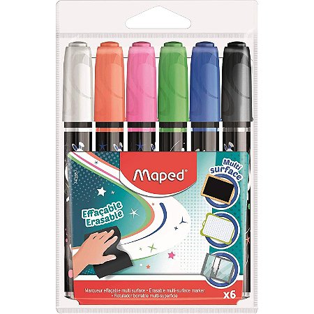 Caneta Marcador Giz Líquido Maped Estojo Com 6 Cores 2.0mm
