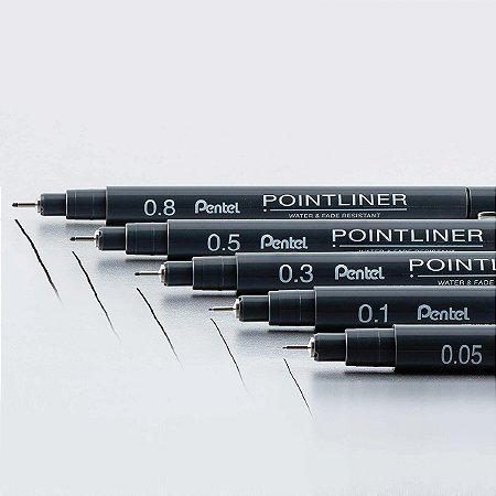 Caneta Nanquim Pentel Pointliner S20P Vários Tamanhos