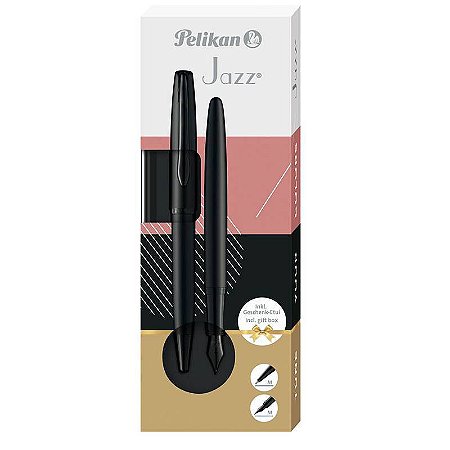 Estojo Caneta Tinteiro E Esferográfica Pelikan Jazz Noble Elegance Carbon