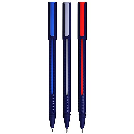 Caneta Esferográfica Cis Yolo Azul Preta Vermelha 0.7mm Kit 3 Unidades