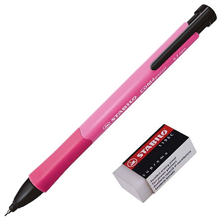 Kit Lapiseira Stabilo Com4pencil 0.7mm Rosa + Borracha Supreme