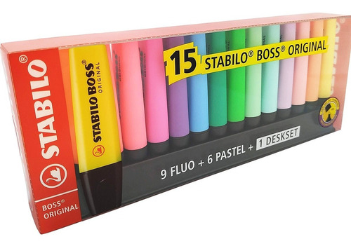 Marca Texto Stabilo Boss Original Com 15 Cores Neon E Pastel