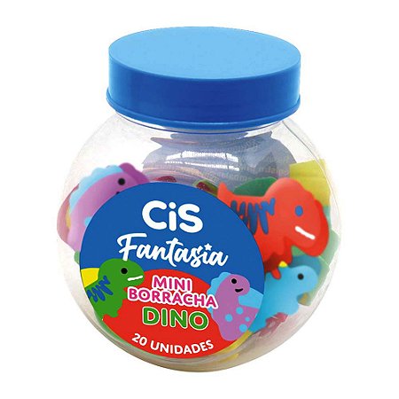 Borracha Cis Fantasia Dino Mini Pote C/20 Dinossauros