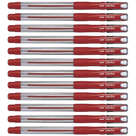 Caneta Esferográfica Uni Lakubo SG-100 Vermelha 1.0mm 12 Unidades