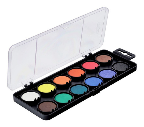 Aquarela Pastilha Koh-i-noor Com 12 Cores Estojo Preto