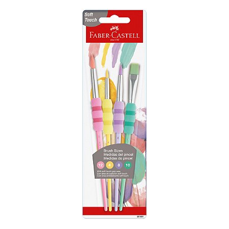 Kit Pincel Faber-Castell Soft Touch 4 Unid Escolar Infantil