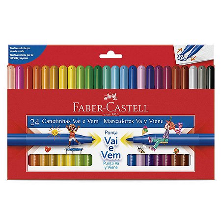 Canetinha Hidrográfica Faber-Castell Vai E Vem 24 Cores