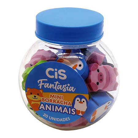 Borracha Cis Fantasia Aminais Mini Pote C/20 Animaizinhos