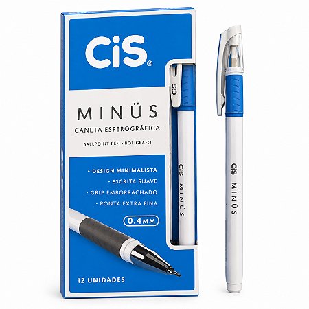 Caneta Esferográfica Cis Minus Azul 0,4mm 12 Unidades