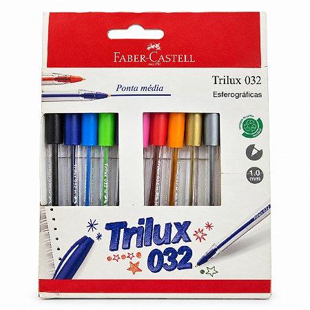 Caneta Esferográfica Faber-Castell Trilux 10 Cores 1.0mm