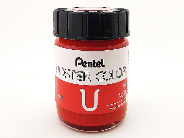 Tinta Guache Para Caligrafia e Desenho Pentel Poster Color Vermelho 11 - 30ml