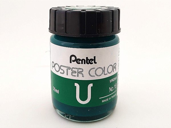 Tinta Guache Para Caligrafia e Desenho Pentel Poster Color Verde 18 - 30ml