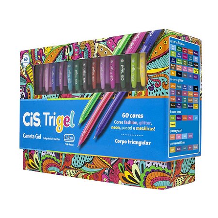 Caneta Gel Cis Trigel Estojo Com 60 Cores