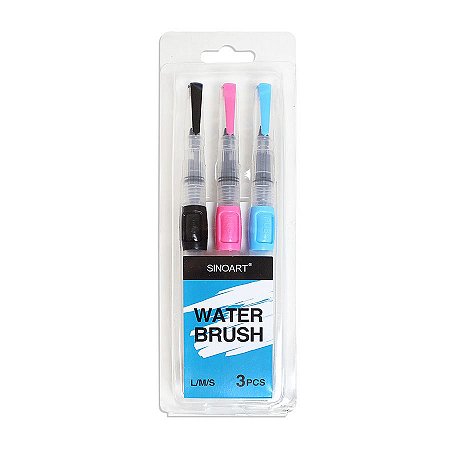 Pincel Reservatório Waterbrush  Sinoart Kit Com 3 Unidades