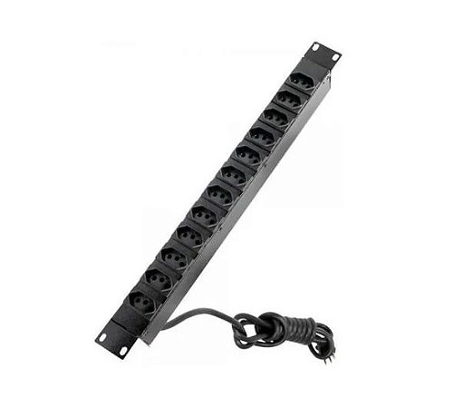 REGUA DE TOMADA 19 C/ 12 POSICOES 2P+T - CABO 1.5 M - 10A