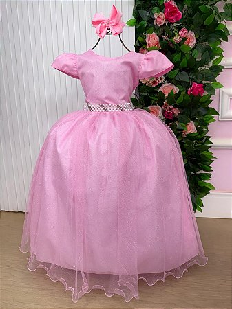 Vestido Longo Rosa Bebe