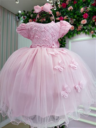 Vestido Borboleta Rosa Bebe