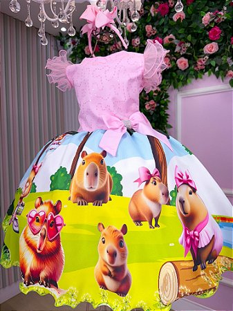 Vestido Temáticos Infantil Luxo Capivara