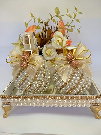 Kit Lavabo luxo  home sprey Aspiral de pérolas